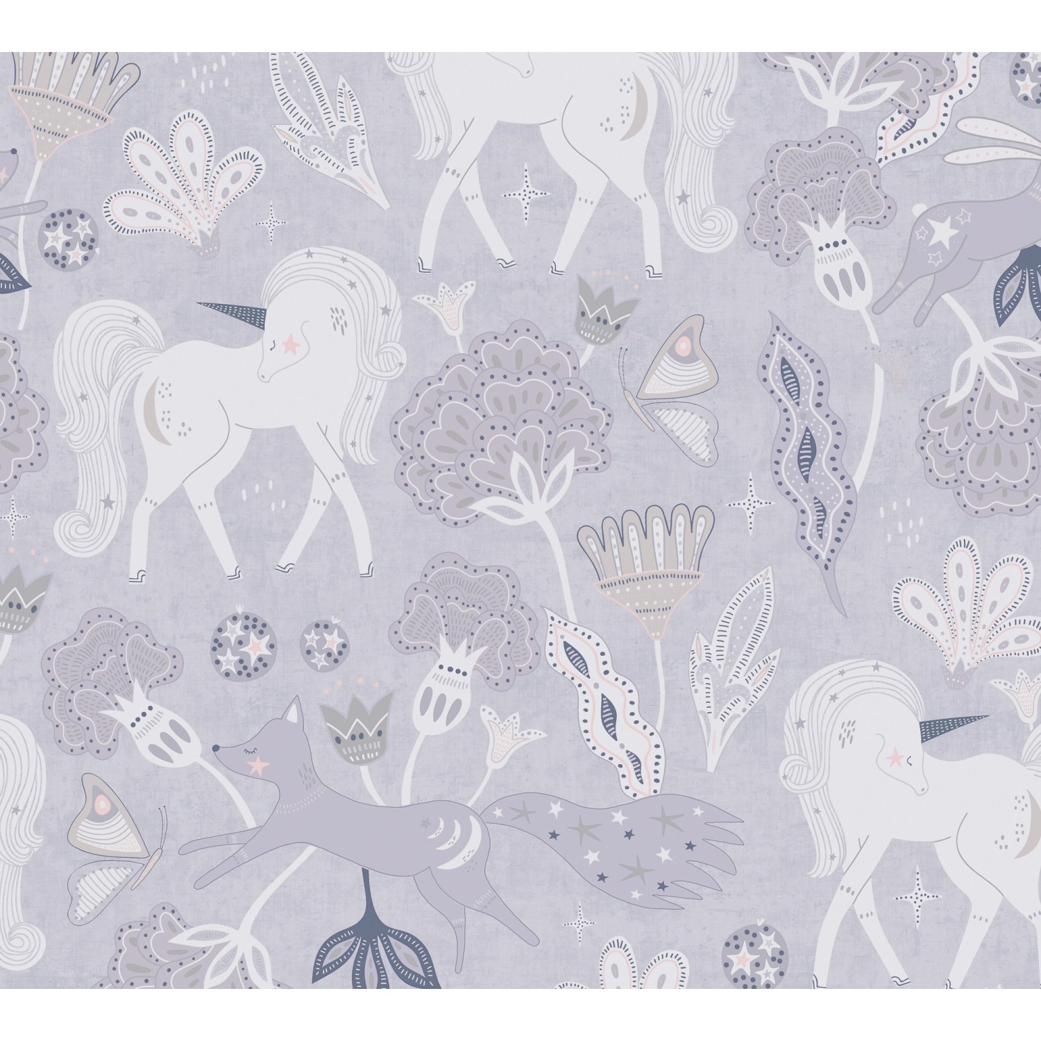 A.S. Creation Vliestapete Einhorn Blumen 10,05 m x 0,53 m Grau-Rosa FSC® günstig online kaufen