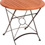 Runder, brauner Klapptisch aus Holz und Metall, Teil des 5-teiligen Gartenmöbel-Sets Wien von Garden Pleasure.
