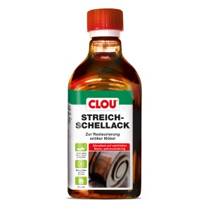 Flasche Clou Streich-Schellack für Möbel, Bilderrahmen und Musikinstrumente.