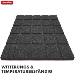 Floordirekt Fallschutzmatte Elastikmatte Fallschutzplatte mit Drainage 50 x 50 x 3,5 cm Rot