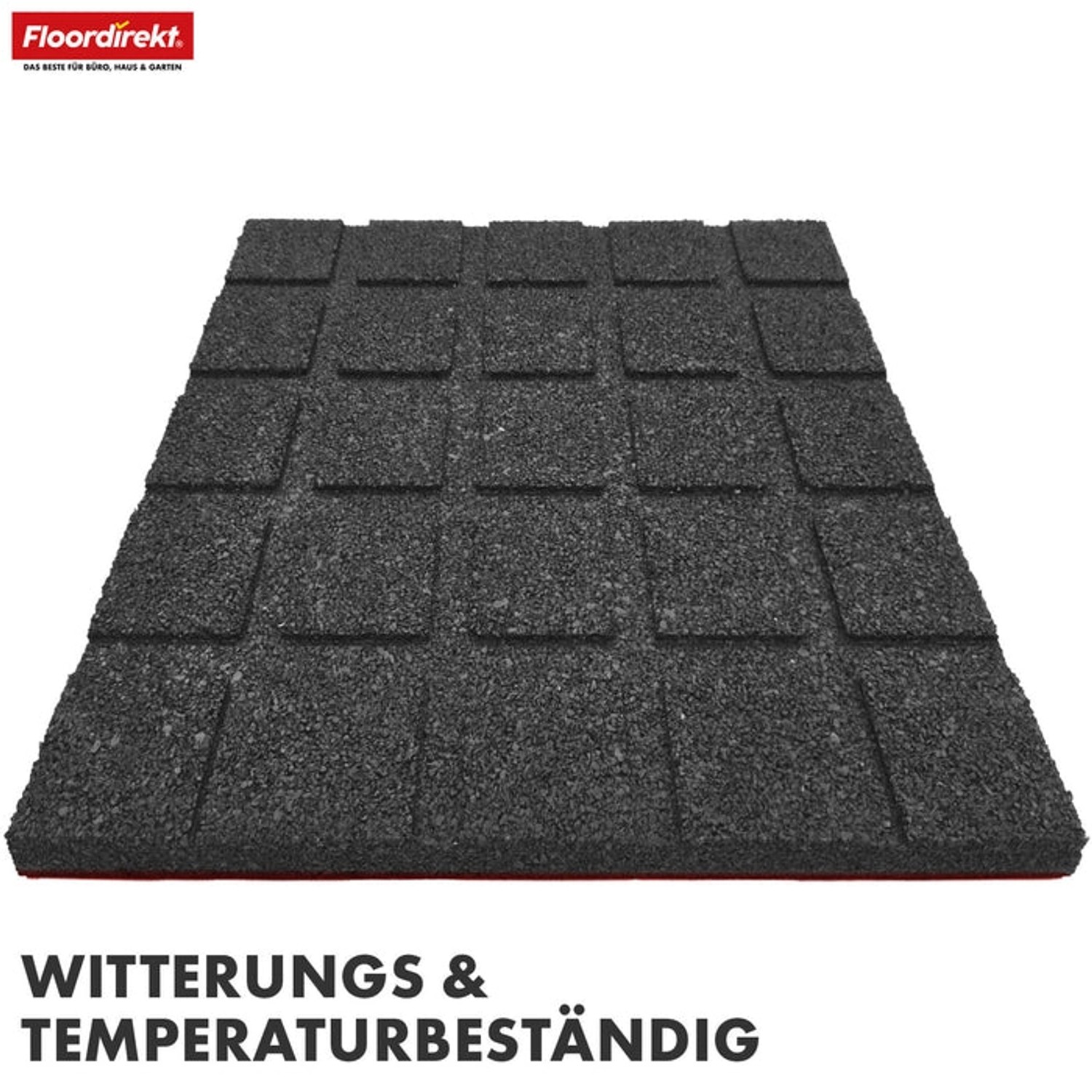 Floordirekt Fallschutzmatte Elastikmatte Fallschutzplatte mit Drainage 50 x 50 x 3,5 cm Rot_2