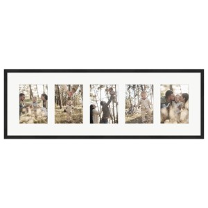 WANDStyle Galerierahmen G950, schwarz gemasert, 30x90 cm für 5 Fotos 13x18 cm. Bilderrahmen für Familienfotos.