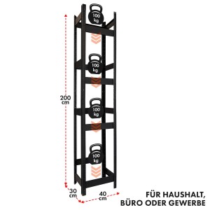 KARAT Flaschenkastenständer Osaka für 4 Kästen, Getränkekistenregal aus Stahl, 200x40x30cm