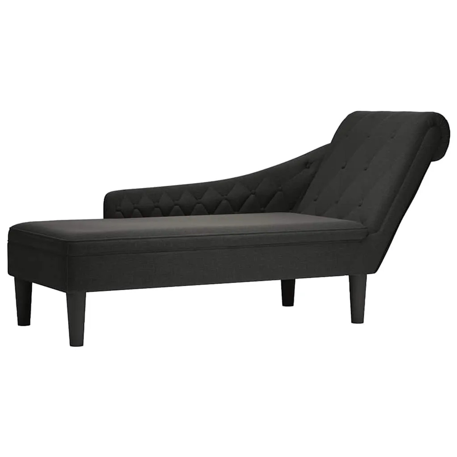vidaXL Chaiselongue mit Kissen und Rechter Armlehne Schwarz Stoff 4009767