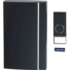 Schwarzer OBI Funkgong mit Türklingel, 150 m Reichweite, inklusive Batterie. Komplettset für Ihr Zuhause.