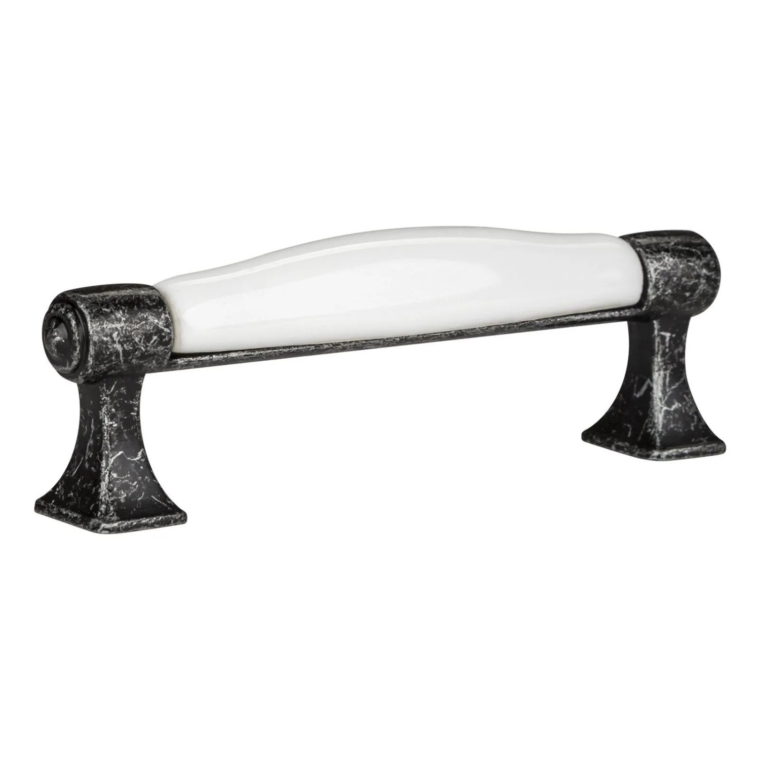 SOTECH Porzellangriff MARIE BA 96 mm Antik Silber Weiß