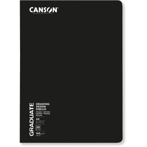 Canson Graduate Zeichenblock A4, schwarzer Skizzenblock für Malzubehör.
