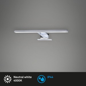 Moderne Briloner LED Spiegelleuchte Dun, 30 cm, Chrom, mit Spritzwasserschutz für Bad und WC.