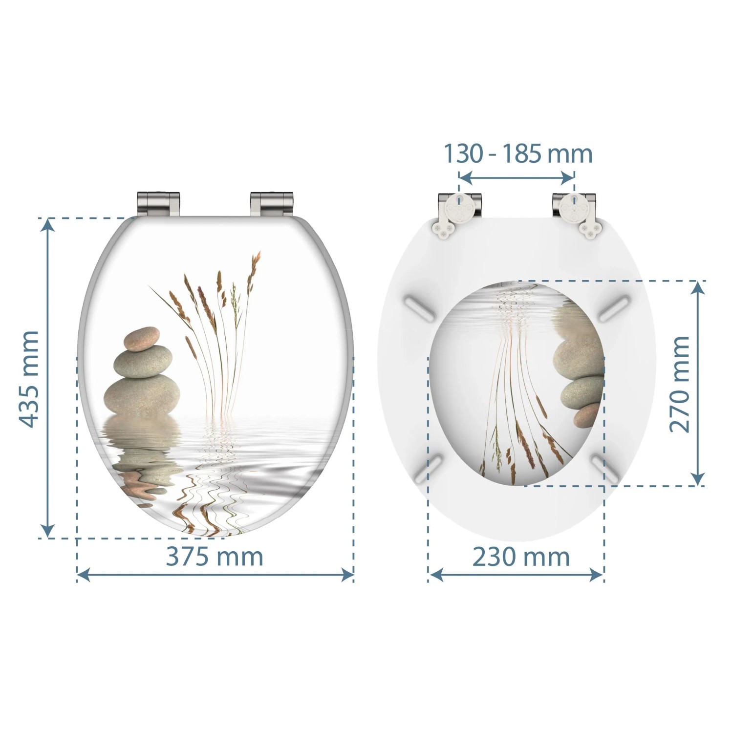 Schütte WC-Sitz MDF Balance mit Absenkautomatik, Motiv Steine/Gras, Maße