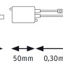 Schemazeichnung Paulmann SimpLED Strip 1,5m RGB mit Maßen von Netzteil, Stecker und LED-Band.