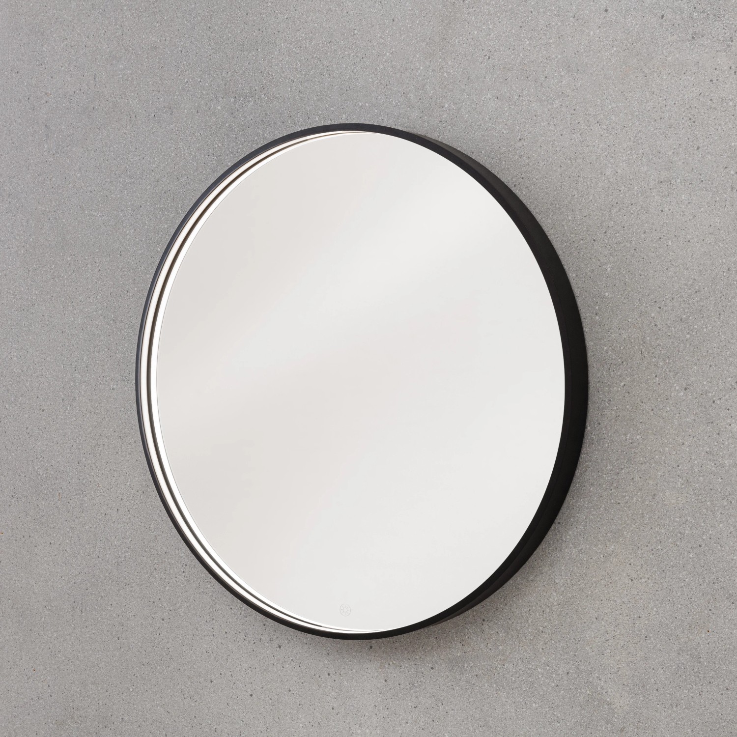 Runder Badmobil LED-Spiegel, 60 cm, Schwarz, für moderne Badezimmer.