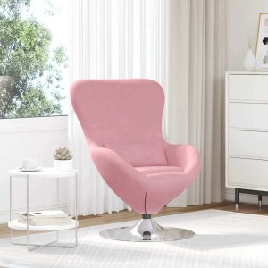 Rosa vidaXL Eiersessel aus Samt mit Drehfuß. Bequemer Loungesessel für Wohnzimmer und Schlafzimmer.