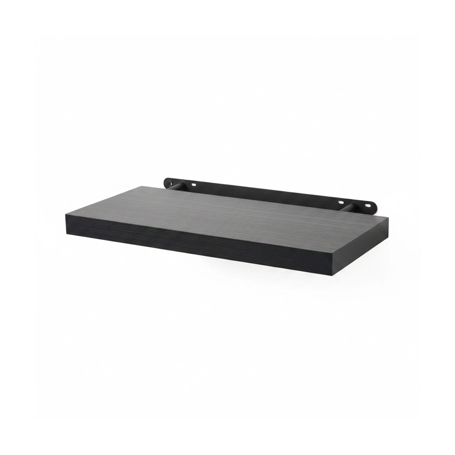 Relaxdays Wandregal MDF Schwarz mit Metallhalterung 60 cm x 23 cm x 4 cm