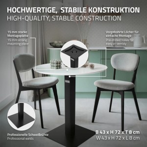 ML-Design Tischgestell Single, schwarz, 72cm hoch, Stahl, für Esstische.