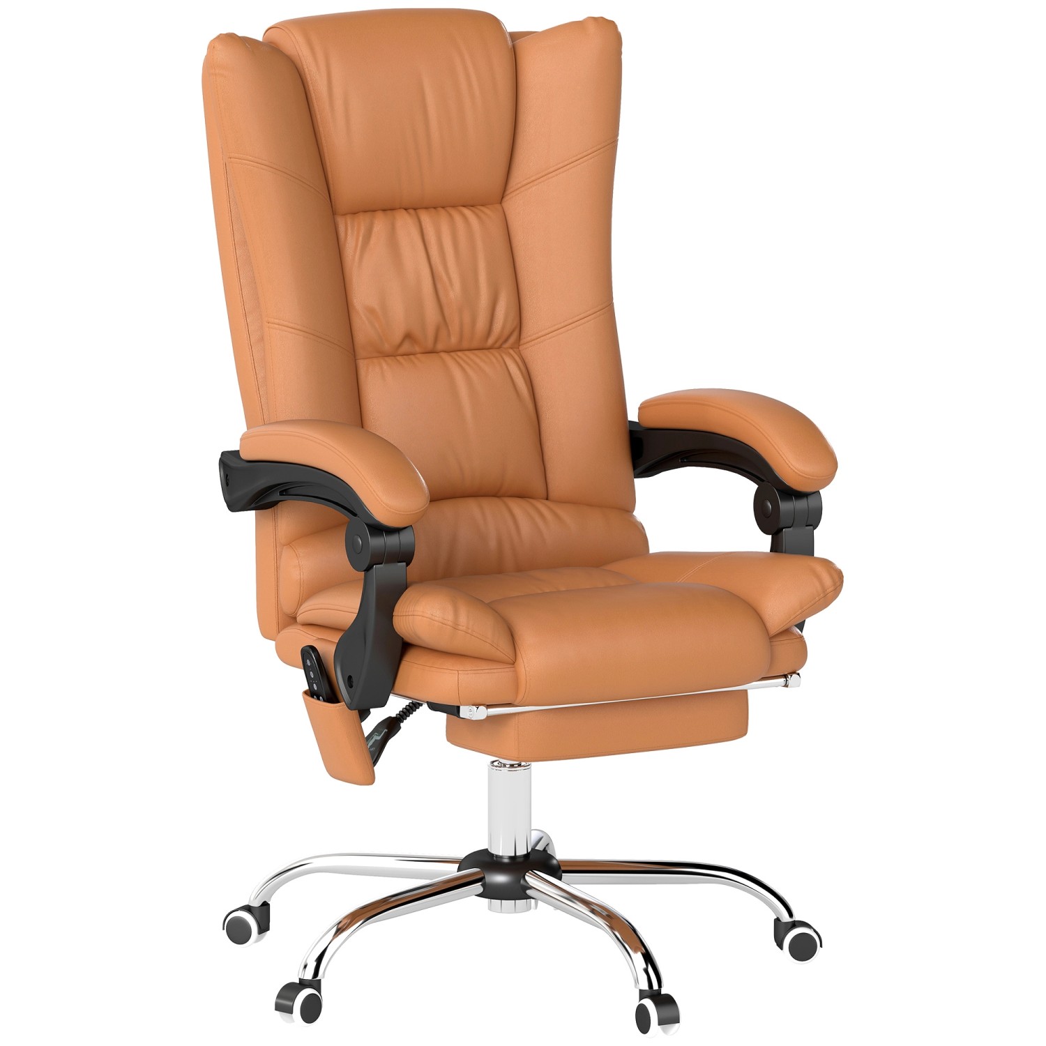 Vinsetto Massage-Bürostuhl Kunstleder 64L x 70B x 110-118H cm Hellbraun günstig online kaufen
