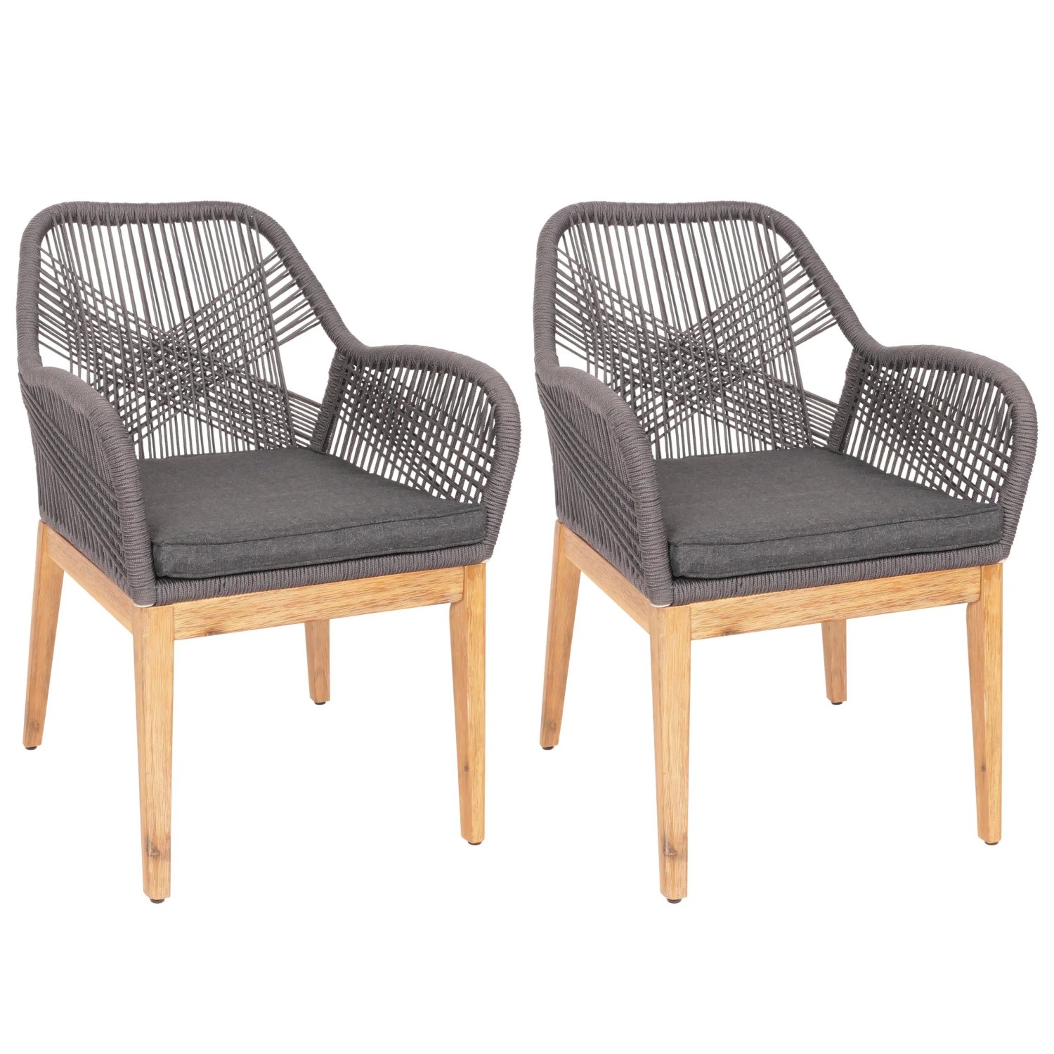 Proregal 2er-Set Gartenstuhl HxBxT 85x58x59 cm Sitzhöhe 47cm Wetterfest Sei günstig online kaufen