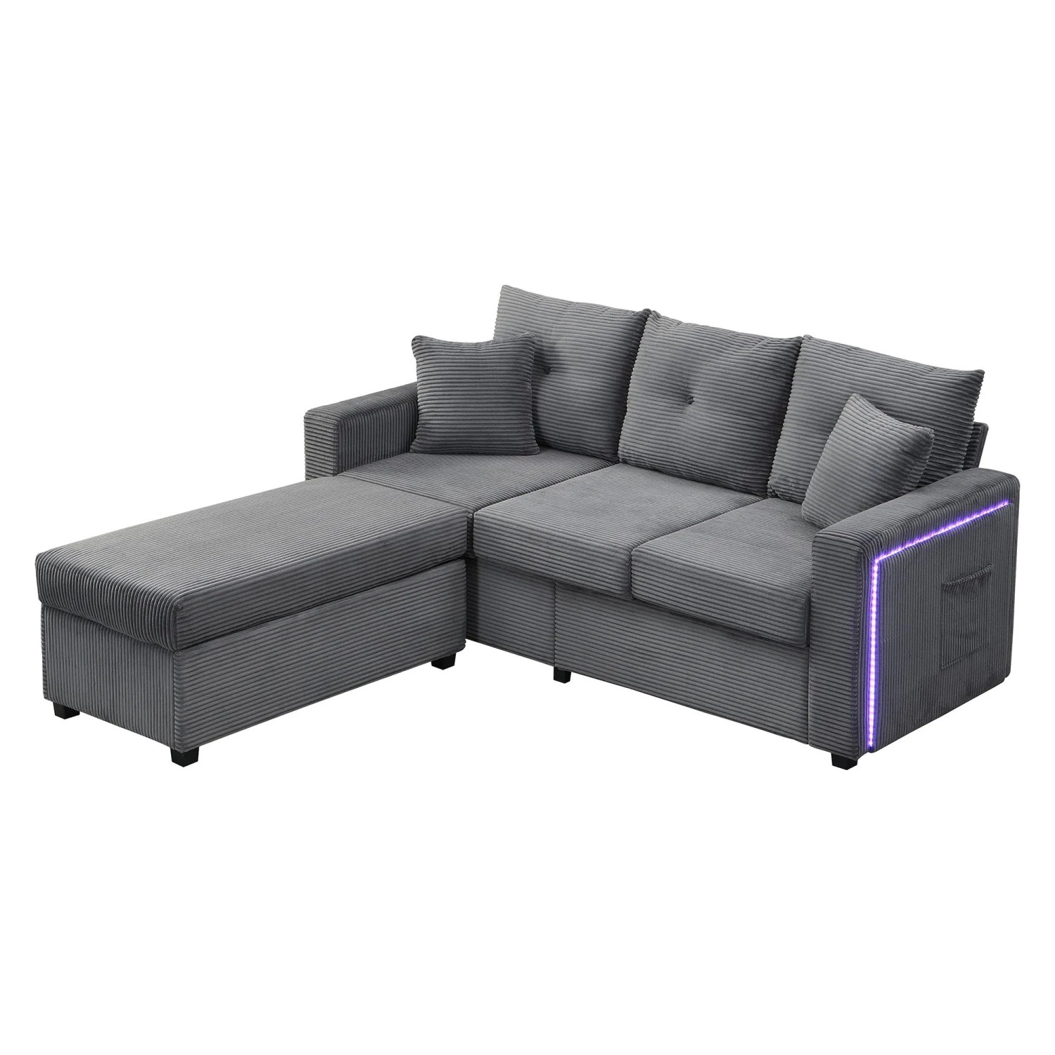 Merax L Sofa 3 Sitzer LED Ottoman Modular Sofa