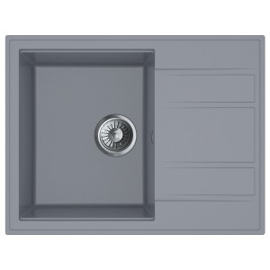 Miló Einbauspüle Luxuria 65 Grau aus Granitverbundstoff, Aufsicht.