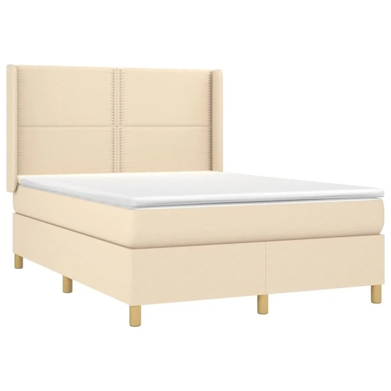 vidaXL Boxspringbett mit Matratze & LED Creme 140x190 cm Stoff 3138794
