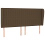 Boxspringbett vidaXL, dunkelbraun, 200x200 cm, Stoff. Bett mit Kopfteil und Holzfüßen.
