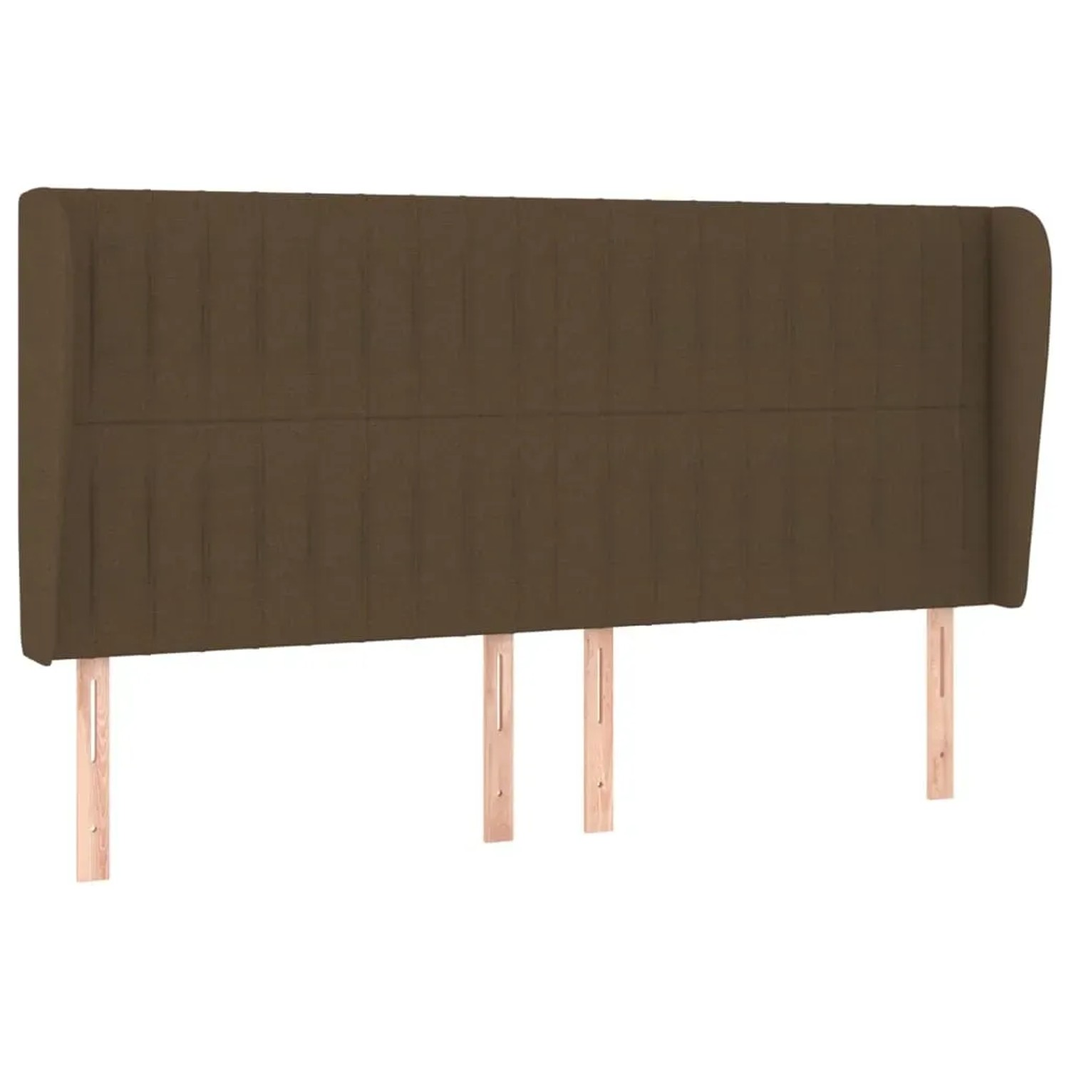 Boxspringbett vidaXL, dunkelbraun, 200x200 cm, Stoff. Bett mit Kopfteil und Holzfüßen.