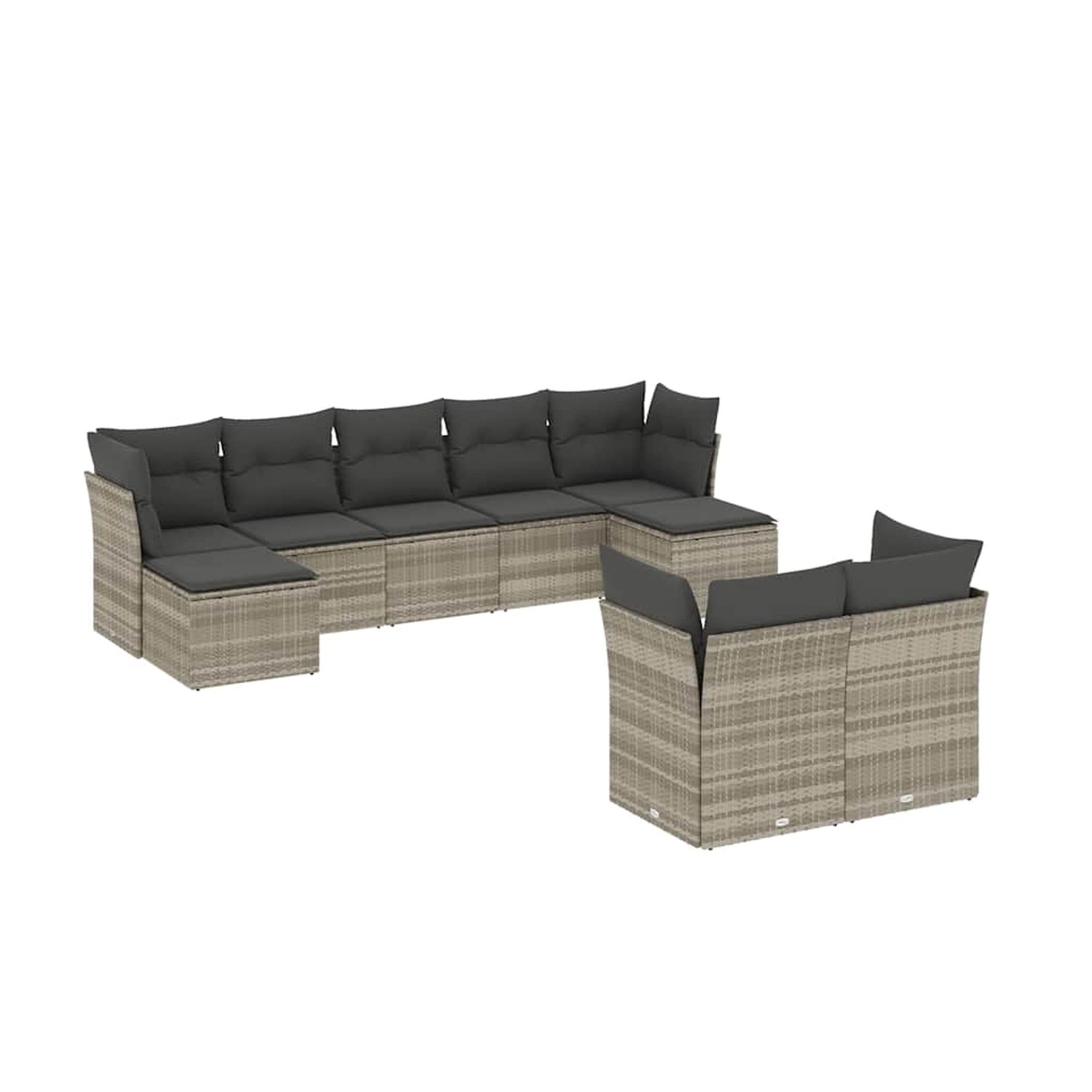 vidaXL 9-Tlg Garten-Sofagarnitur mit Kissen Hellgrau Poly Rattan 3218312 günstig online kaufen