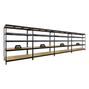 PROREGAL Schwerlastregal 4er-Set, schwarz, 180x150x60 cm, mit MDF-Böden und hoher Fachlast.