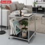 Floordirekt Metallregal Concept Epure MK-012, schwarzer Beistelltisch mit zwei Ablagen.