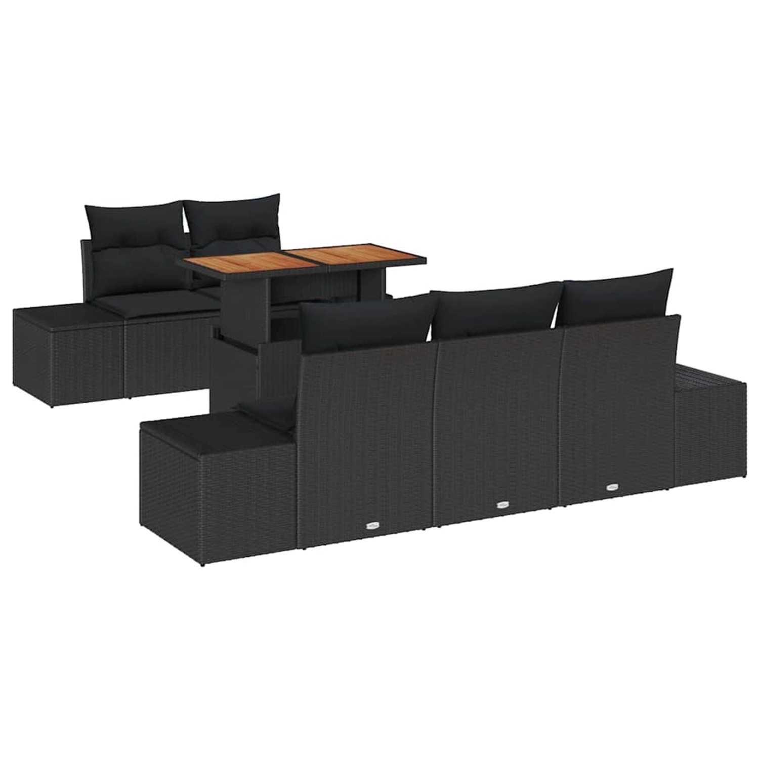 vidaXL Garten-Sofa-Set mit Speicher 6-Tlg Schwarz Poly Rattan 3358641 günstig online kaufen