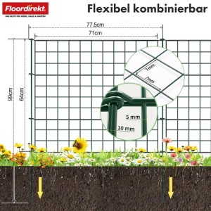 Floordirekt Zaun-Set Pablo Gitterzaun Freigehege 5-teilig 3,5 m Steckzaun Grün