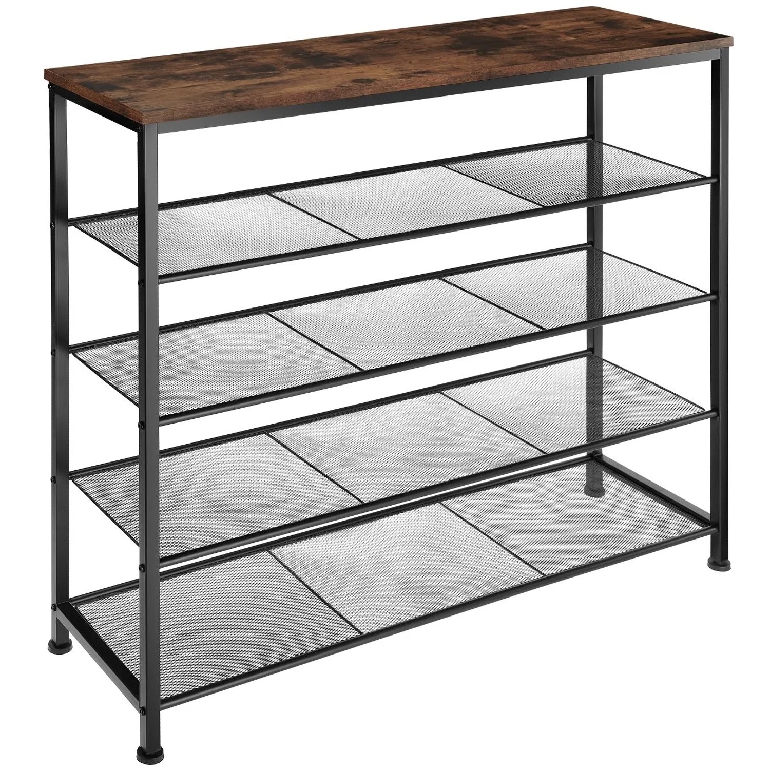 Tectake Schuhregal Sheffield Industrial Style Holz und Stahl  100 x 30 50 x 93 cm Industrial Holz Dunkel  Rustikal