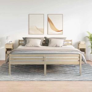 Set aus 2 Nachttischen in Sonoma-Eiche mit Schublade, passend zum Schlafzimmer-Interieur.