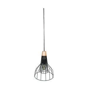 Dapo Decken Pendelleuchte Mila 26cm Holz Metall Schwarz E27 IP20