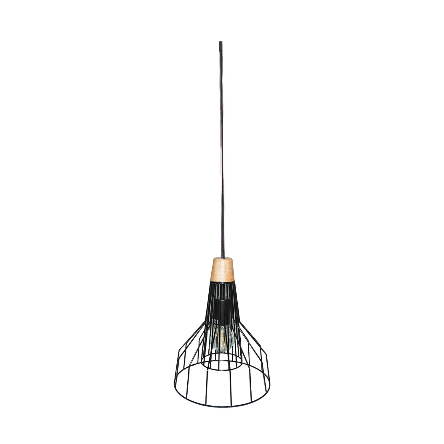 Dapo Decken Pendelleuchte Mila 26cm Holz Metall Schwarz E27 IP20 günstig online kaufen