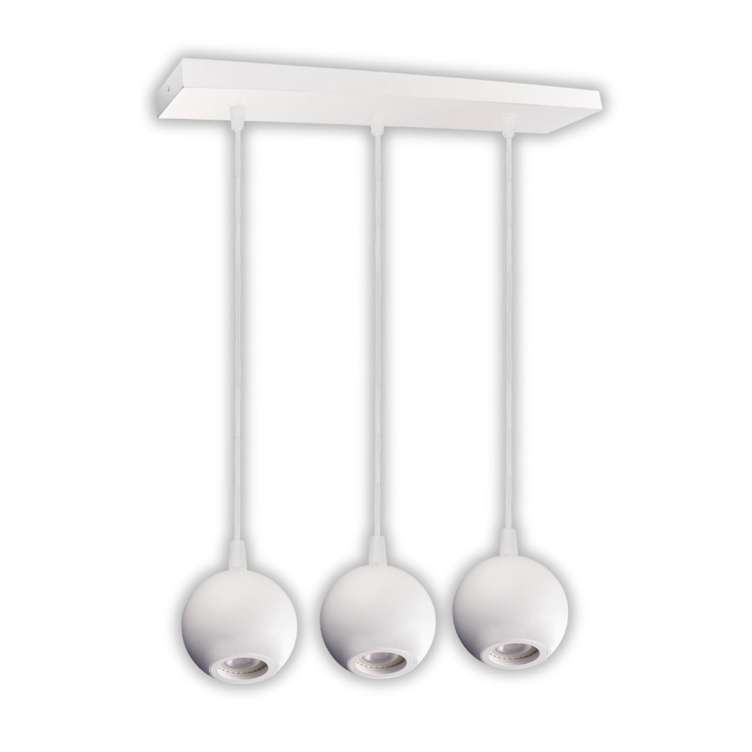 ENOVALITE Pendelleuchte GLOBE Weiß Ø100mm Deckenleuchte GU10 Fassung 3-Flam günstig online kaufen