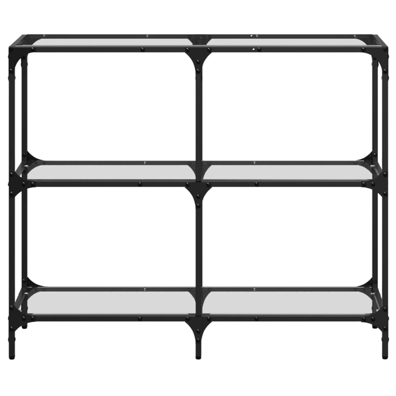 vidaXL Konsolentisch mit transparenten Glasplatten und schwarzem Stahlgestell.