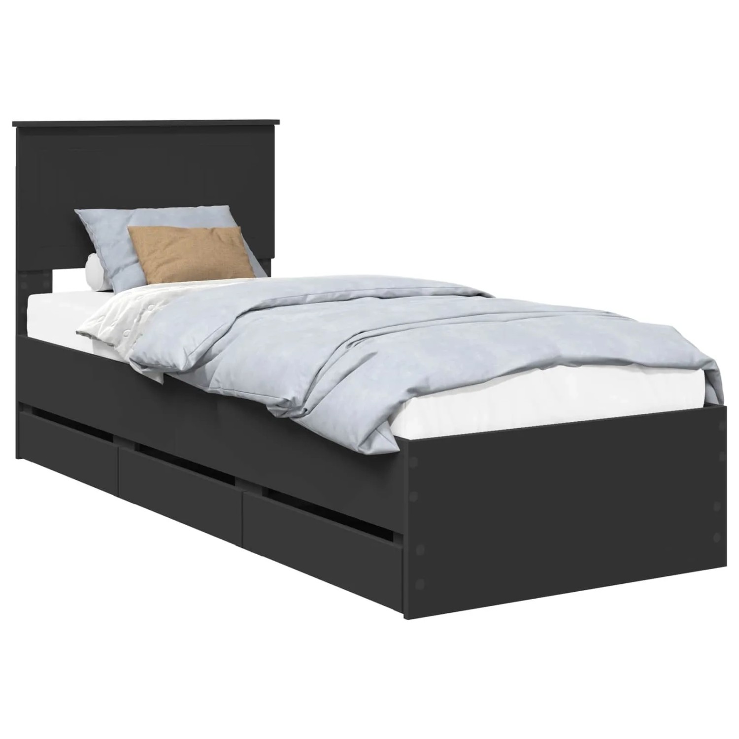 vidaXL Bettrahmen mit Schubladen Schwarz 75 x 190 cm Ingenieurs Holz 341075 günstig online kaufen