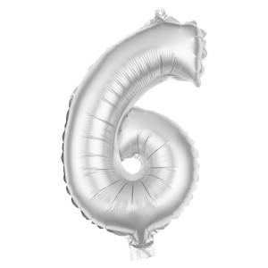Party Factory Folienballon 100 cm Zahl 6 Silber Ø 100 cm