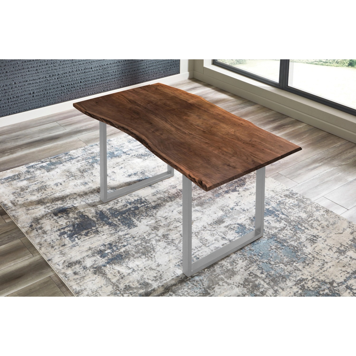 Tischplatte Akazie Nussbaum, 200x100 cm, Baumkante, Massivholz für Esstisch oder Schreibtisch.