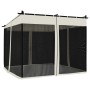 Cremefarbener vidaXL Pavillon 3x3 m mit Stahlrahmen und Netzwänden für den Garten.