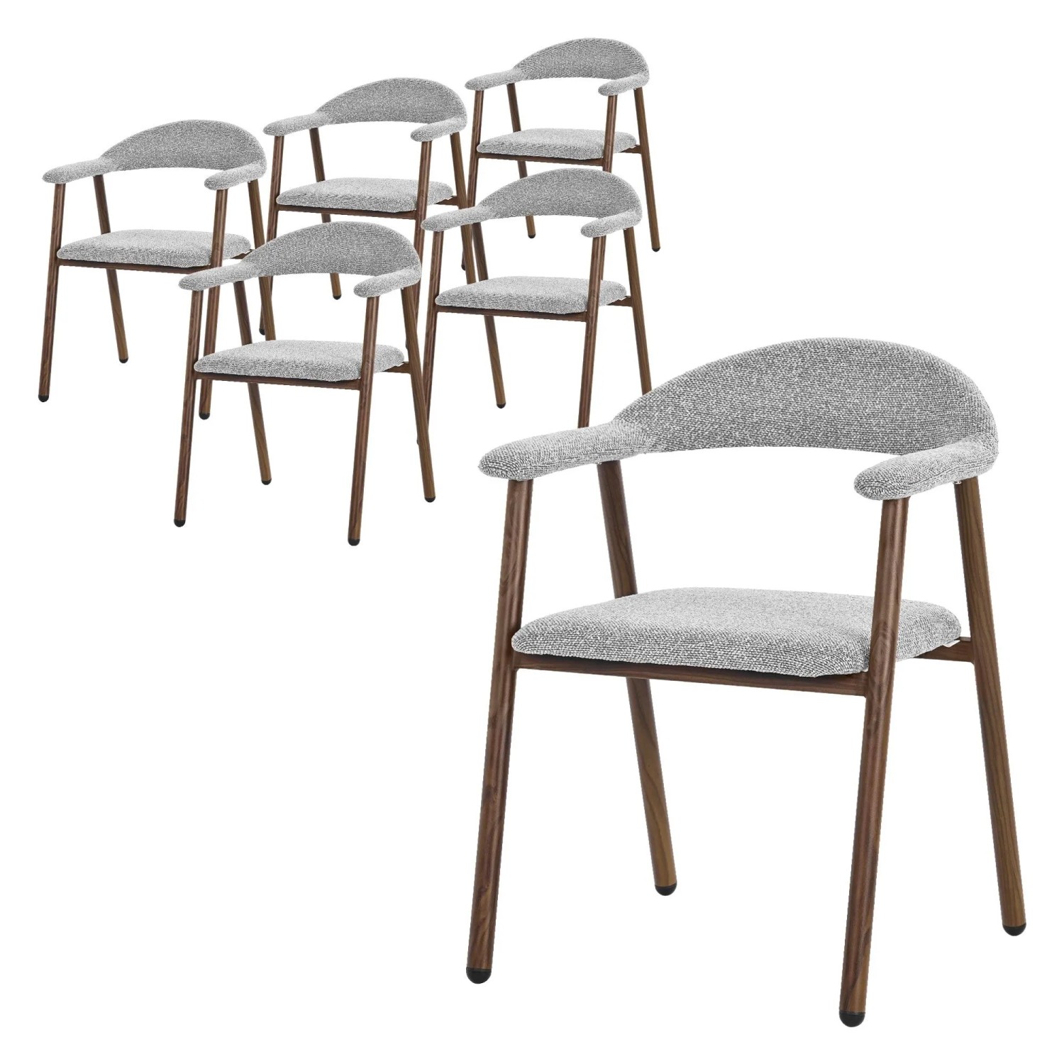 ML-Design Esszimmerstühle 6er Set Grau mit Webstruktur & Stahlgestell