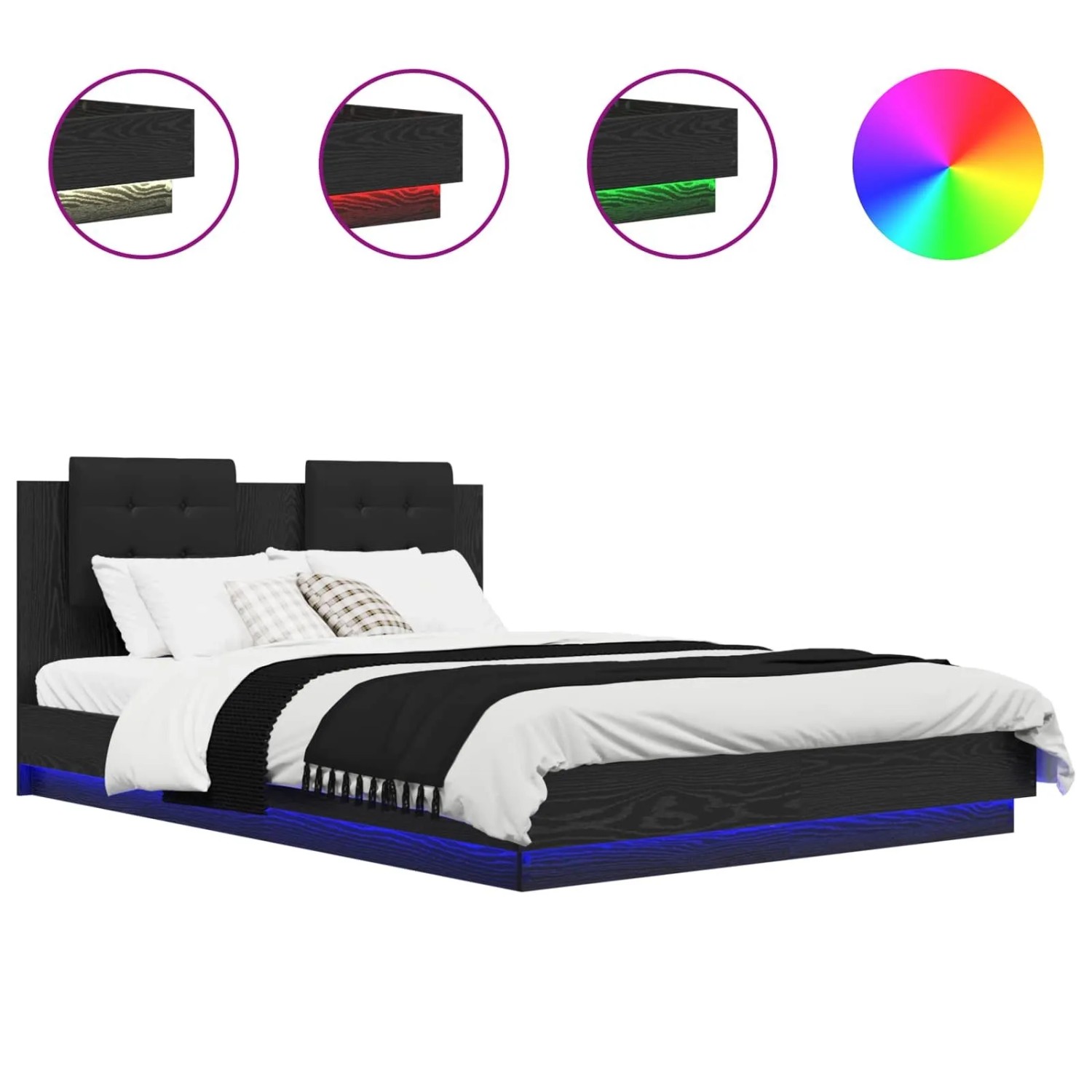 vidaXL Bettgestell mit Kopfteil Schwarz Eichen-Optik 120 x 200 cm 3416348 günstig online kaufen