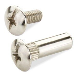 SOTECH Möbel Verbindungsschrauben Set: verzinkte M6 Gewindeschraube und Hülse für Möbelteile, 26-35 mm.