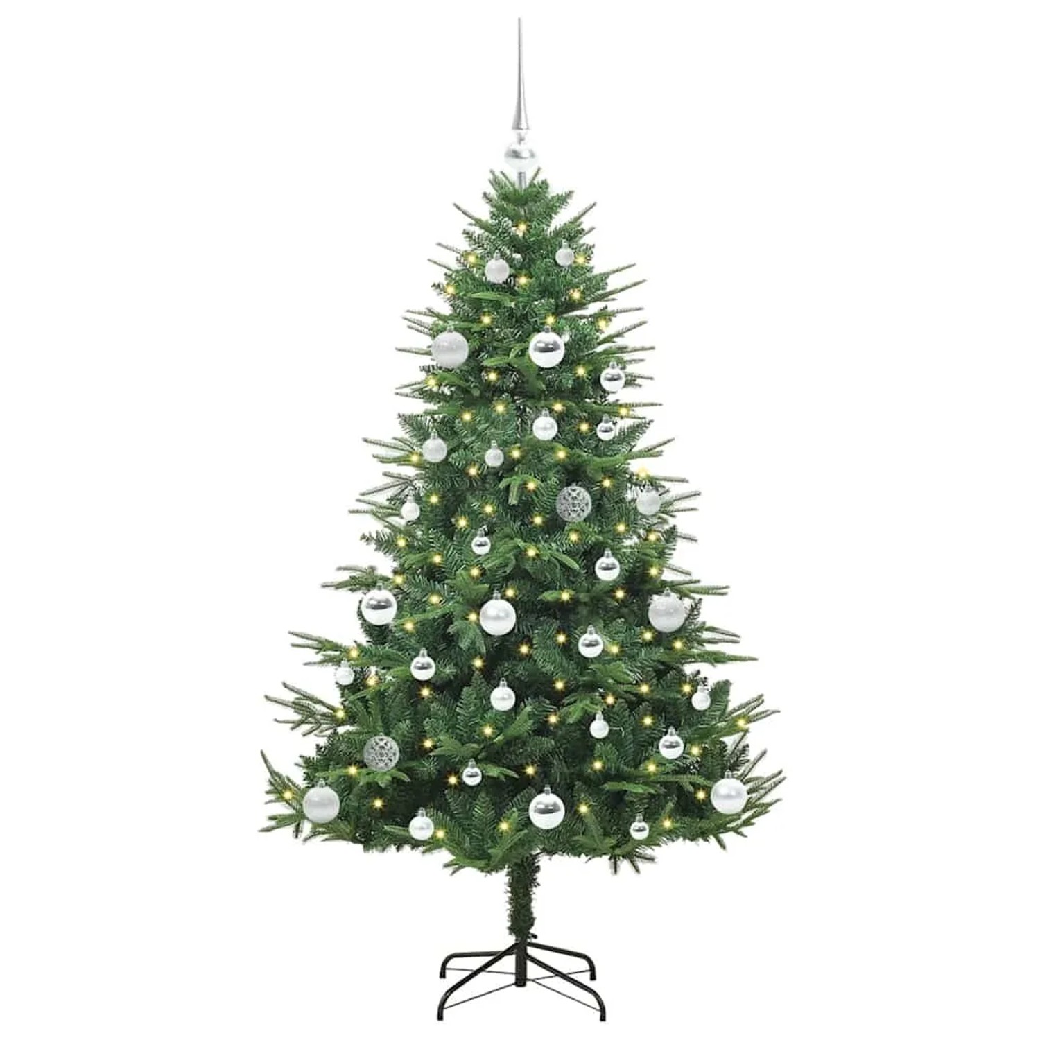 vidaXL Künstlicher Vorbeleuchteter Weihnachtsbaum mit Kugelset Grün 3395340