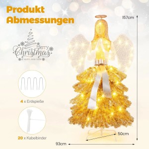 Costway Weihnachtsengel Beleuchtet Weihnachtsfigur 157 cm Hohe