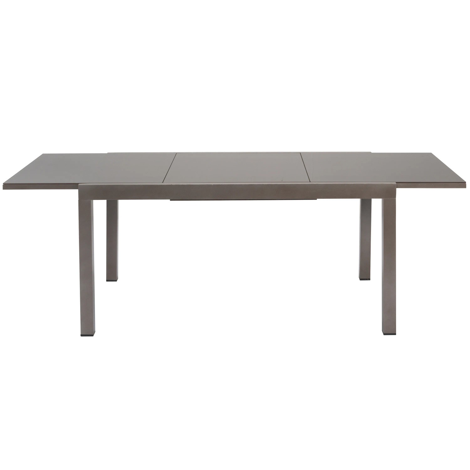 Ausziehbarer Gartentisch des Merxx Tinetto 7-tlg. Gartenmöbel-Sets, braun, Aluminium.
