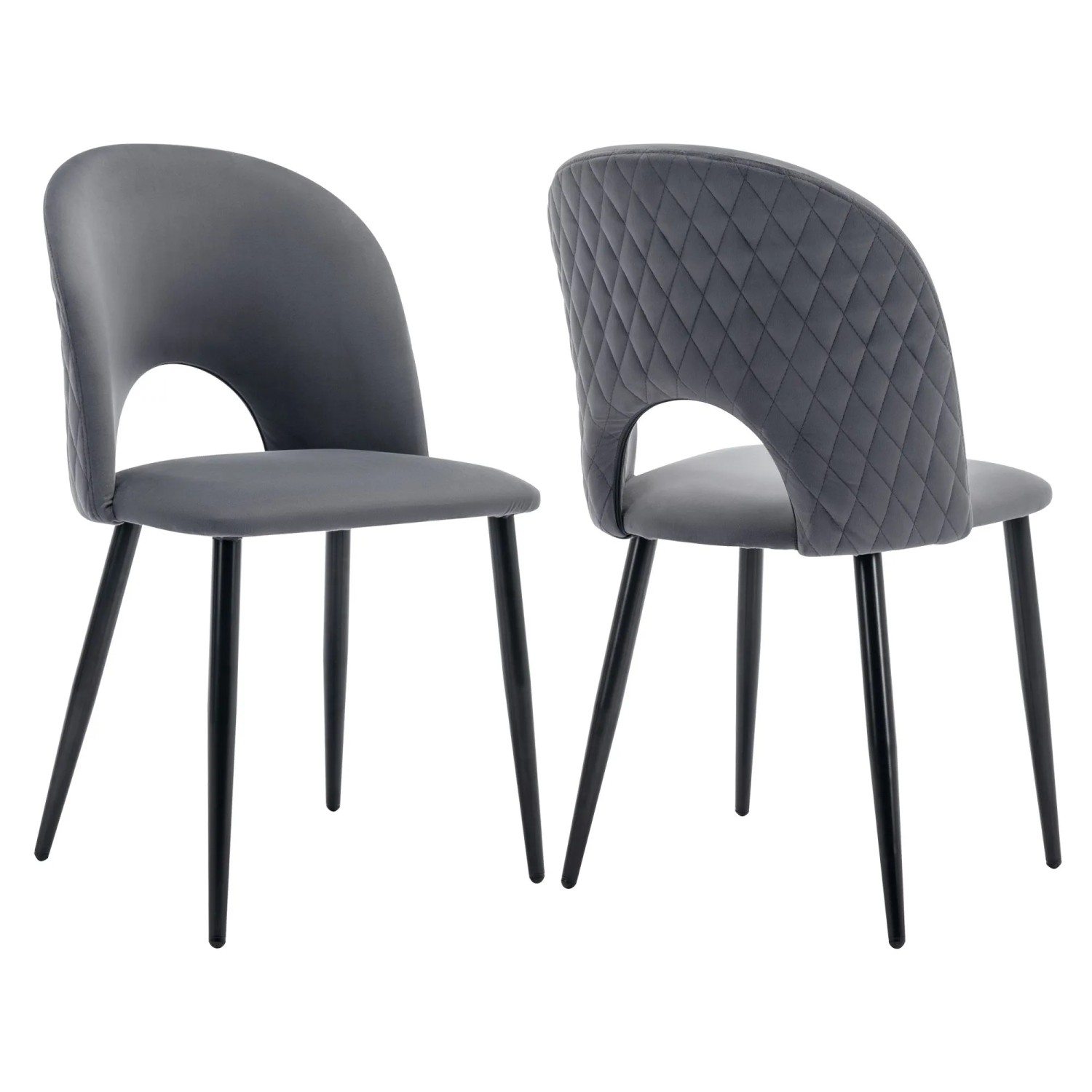 Merax Esszimmerstuhl 2Er Set Grau Samt Metallgestell