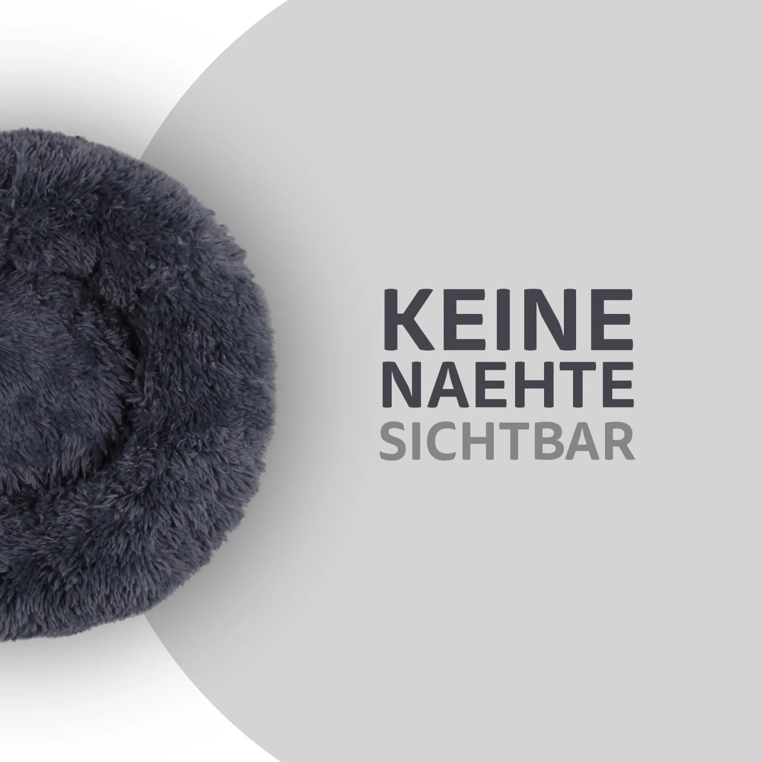 Anthrazitfarbenes, rundes Bestlivings Haustierbett Fluffy (Ø70cm) ohne sichtbare Nähte.
