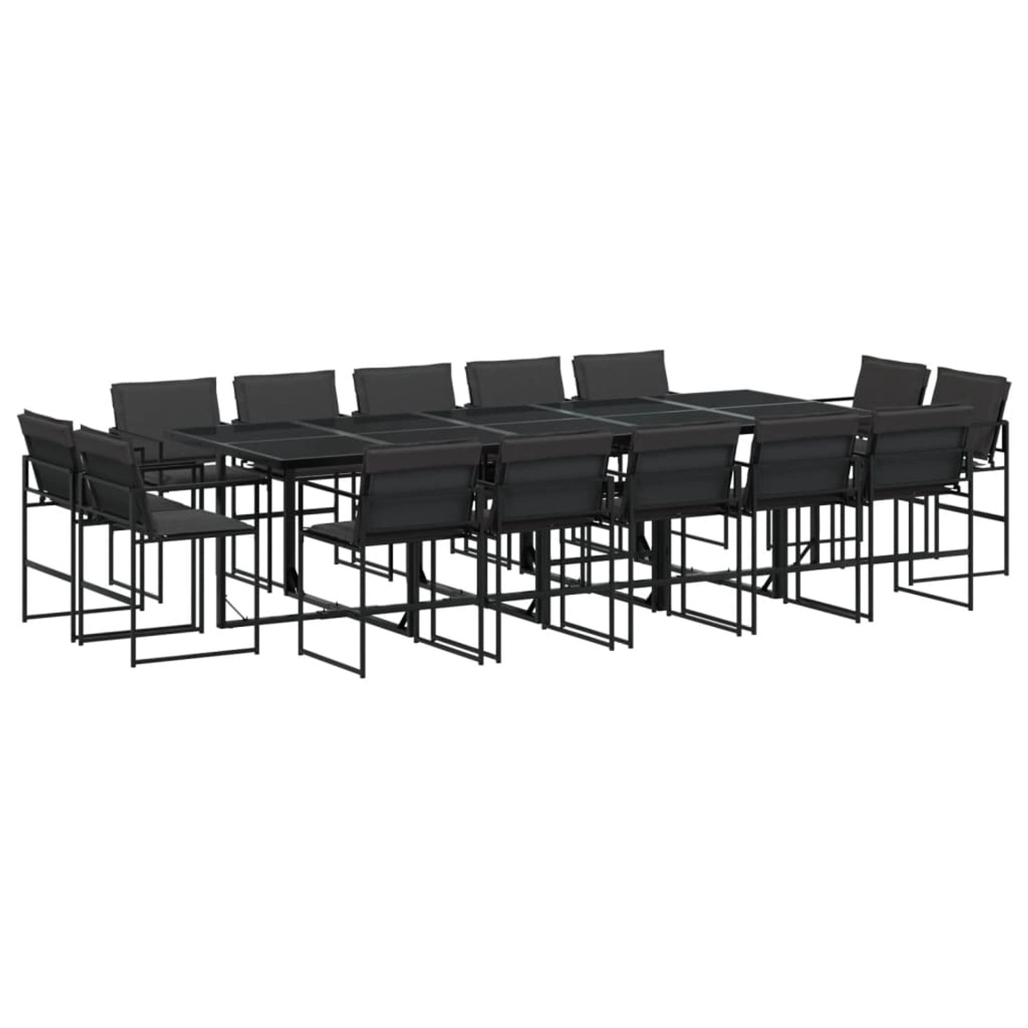 vidaXL 15-Tlg Garten-Essgruppe mit Kissen Schwarz Textilene 3295081 günstig online kaufen
