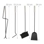 Relaxdays Kaminbesteck Metall Schwarz 5-teilig 61 cm x 22 cm x 15 cm 2,4 kg_5